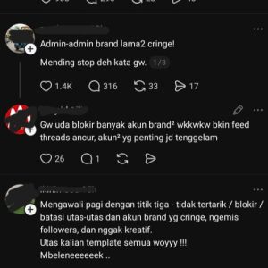 Audiens yang merasa terganggu dengan adanya akun brand yang muncul.
